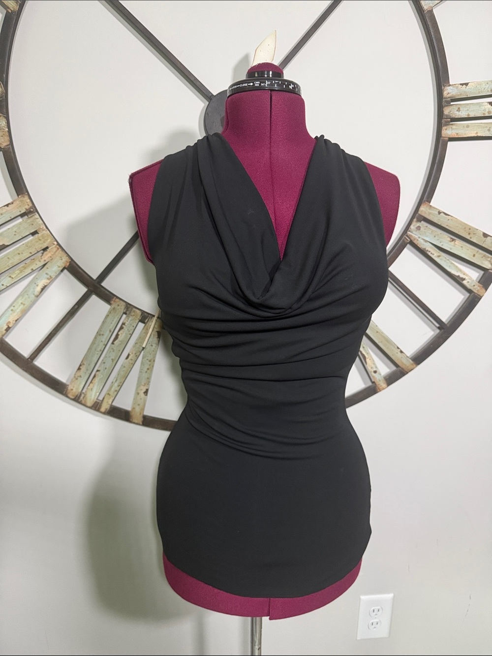 Karen Kane Sleeveless Black Drape Neck Women’s Top